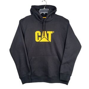 Caterpillar Men's Large NWT Trademark Embroidered Sweatshirt Black Yellow Logo
